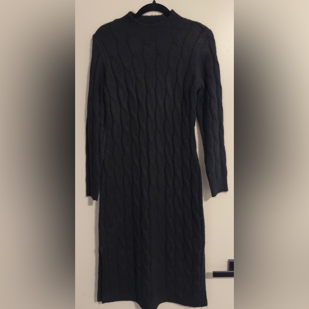1. State Black Cable Knit Turtleneck Sweater